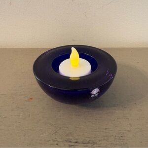 Iittala Finland Colbalt Blue Blown Glass Votive Candle Holder